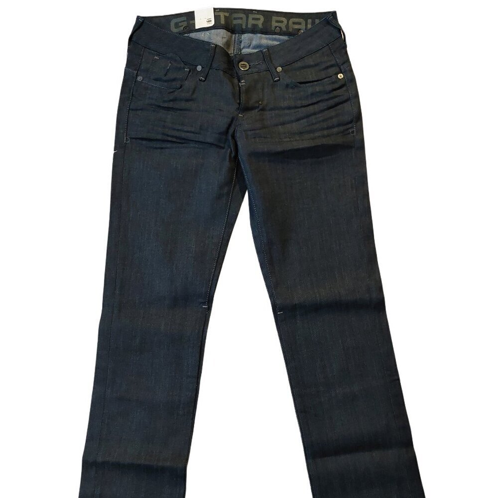 G-Star Raw Corvet Straight Leg Shadow Embro Crushed Raw Blue Denim Jeans Sz 27